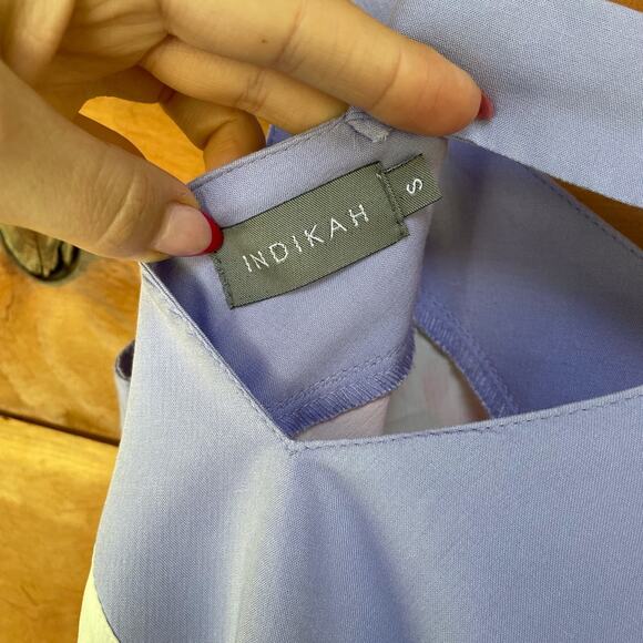 Indikah Multicolor Floral Bird Print V-Neck Cut Out Swing Dress Size Small - Picture 5 of 8